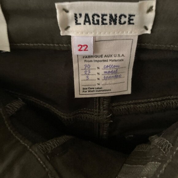 NWT L'AGENCE High Rise Skinny Margot Olive Green Cotton Jeans Size 22 - Picture 3 of 8